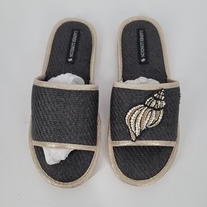 Laines London Straw Sandals with Seashell Brooch Size L US 9 10 NEW